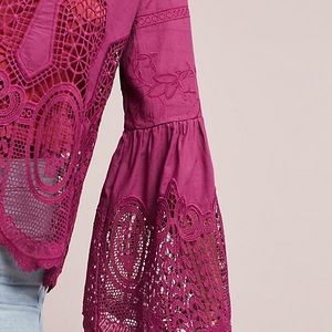 Anthropologie Bell Sleeve Lace Pullover